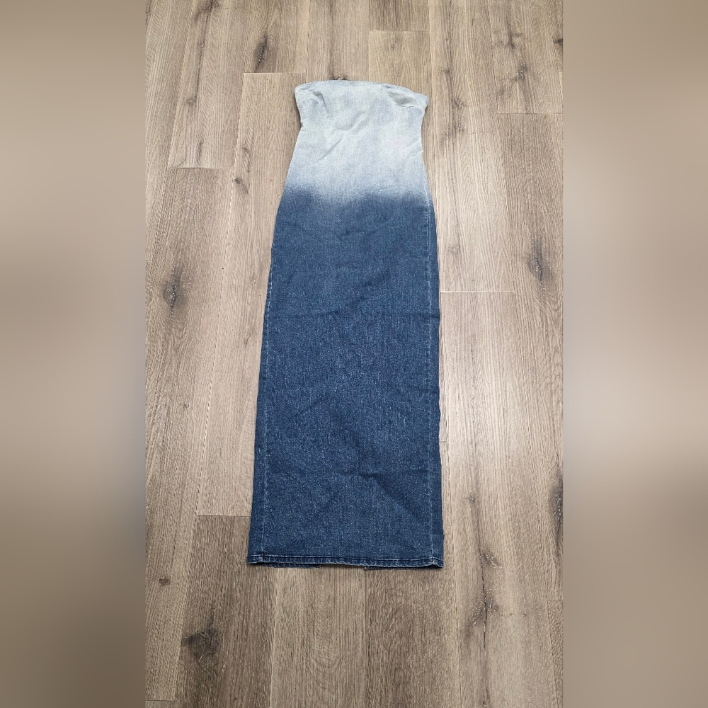 Forever 21 Denim Jean Strapless Maxi Size Medium